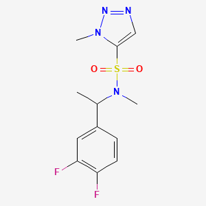 molecular formula C12H14F2N4O2S B6771621 N-[1-(3,4-difluorophenyl)ethyl]-N,3-dimethyltriazole-4-sulfonamide 