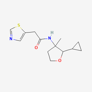 molecular formula C13H18N2O2S B6771639 N-(2-cyclopropyl-3-methyloxolan-3-yl)-2-(1,3-thiazol-5-yl)acetamide 