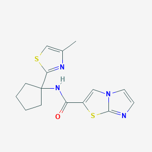 molecular formula C15H16N4OS2 B6771644 N-[1-(4-methyl-1,3-thiazol-2-yl)cyclopentyl]imidazo[2,1-b][1,3]thiazole-2-carboxamide 