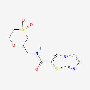 molecular formula C11H13N3O4S2 B6771669 N-[(4,4-dioxo-1,4-oxathian-2-yl)methyl]imidazo[2,1-b][1,3]thiazole-2-carboxamide 