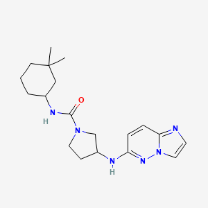 molecular formula C19H28N6O B6771731 N-(3,3-dimethylcyclohexyl)-3-(imidazo[1,2-b]pyridazin-6-ylamino)pyrrolidine-1-carboxamide 