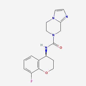 molecular formula C16H17FN4O2 B6771746 N-[(4S)-8-fluoro-3,4-dihydro-2H-chromen-4-yl]-6,8-dihydro-5H-imidazo[1,2-a]pyrazine-7-carboxamide 