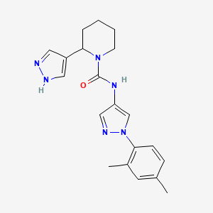 molecular formula C20H24N6O B6771783 N-[1-(2,4-dimethylphenyl)pyrazol-4-yl]-2-(1H-pyrazol-4-yl)piperidine-1-carboxamide 