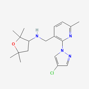 molecular formula C18H25ClN4O B6771881 N-[[2-(4-chloropyrazol-1-yl)-6-methylpyridin-3-yl]methyl]-2,2,5,5-tetramethyloxolan-3-amine 