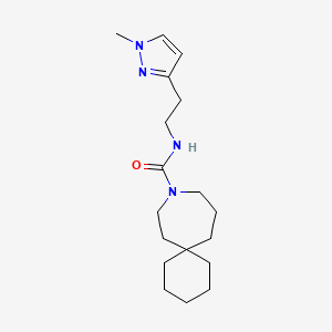 molecular formula C18H30N4O B6771919 N-[2-(1-methylpyrazol-3-yl)ethyl]-9-azaspiro[5.6]dodecane-9-carboxamide 
