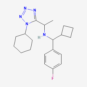 molecular formula C20H28FN5 B6771972 N-[cyclobutyl-(4-fluorophenyl)methyl]-1-(1-cyclohexyltetrazol-5-yl)ethanamine 
