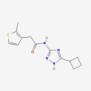 molecular formula C13H16N4OS B6771998 N-(5-cyclobutyl-1H-1,2,4-triazol-3-yl)-2-(2-methylthiophen-3-yl)acetamide 