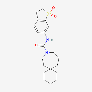 molecular formula C20H28N2O3S B6772024 N-(1,1-dioxo-2,3-dihydro-1-benzothiophen-6-yl)-9-azaspiro[5.6]dodecane-9-carboxamide 