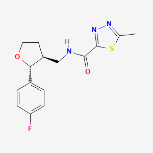 molecular formula C15H16FN3O2S B6772127 N-[[(2R,3S)-2-(4-fluorophenyl)oxolan-3-yl]methyl]-5-methyl-1,3,4-thiadiazole-2-carboxamide 