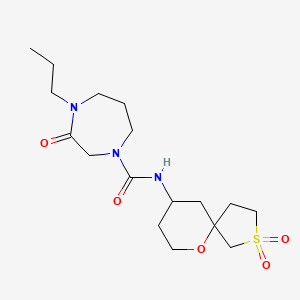 molecular formula C17H29N3O5S B6772237 N-(2,2-dioxo-6-oxa-2lambda6-thiaspiro[4.5]decan-9-yl)-3-oxo-4-propyl-1,4-diazepane-1-carboxamide 