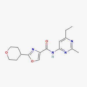 molecular formula C16H20N4O3 B6772357 N-(6-ethyl-2-methylpyrimidin-4-yl)-2-(oxan-4-yl)-1,3-oxazole-4-carboxamide 