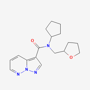 molecular formula C17H22N4O2 B6772372 N-cyclopentyl-N-(oxolan-2-ylmethyl)pyrazolo[1,5-b]pyridazine-3-carboxamide 