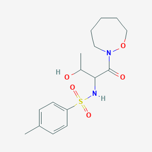molecular formula C16H24N2O5S B6772395 N-[3-hydroxy-1-(oxazepan-2-yl)-1-oxobutan-2-yl]-4-methylbenzenesulfonamide 