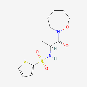 molecular formula C12H18N2O4S2 B6772403 N-[1-(oxazepan-2-yl)-1-oxopropan-2-yl]thiophene-2-sulfonamide 