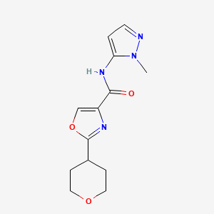 molecular formula C13H16N4O3 B6772436 N-(2-methylpyrazol-3-yl)-2-(oxan-4-yl)-1,3-oxazole-4-carboxamide 