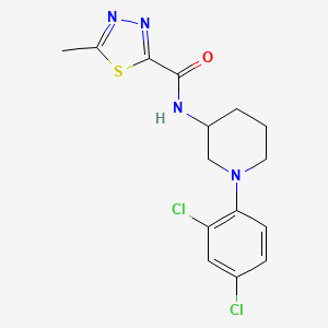 molecular formula C15H16Cl2N4OS B6772467 N-[1-(2,4-dichlorophenyl)piperidin-3-yl]-5-methyl-1,3,4-thiadiazole-2-carboxamide 