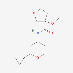 molecular formula C14H23NO4 B6772523 N-(2-cyclopropyloxan-4-yl)-3-methoxyoxolane-3-carboxamide 