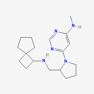 molecular formula C18H29N5 B6772539 N-methyl-6-[2-[(spiro[3.4]octan-3-ylamino)methyl]pyrrolidin-1-yl]pyrimidin-4-amine 