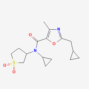 molecular formula C16H22N2O4S B6772556 N-cyclopropyl-2-(cyclopropylmethyl)-N-(1,1-dioxothiolan-3-yl)-4-methyl-1,3-oxazole-5-carboxamide 