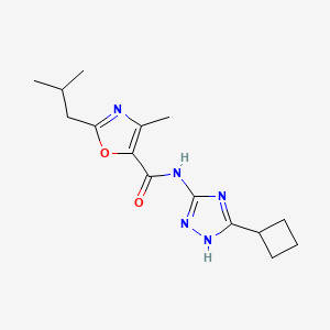 molecular formula C15H21N5O2 B6772673 N-(5-cyclobutyl-1H-1,2,4-triazol-3-yl)-4-methyl-2-(2-methylpropyl)-1,3-oxazole-5-carboxamide 