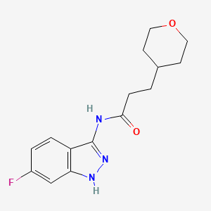 molecular formula C15H18FN3O2 B6772716 N-(6-fluoro-1H-indazol-3-yl)-3-(oxan-4-yl)propanamide 