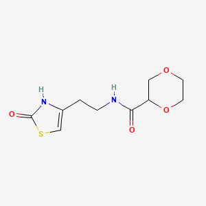 molecular formula C10H14N2O4S B6772763 N-[2-(2-oxo-3H-1,3-thiazol-4-yl)ethyl]-1,4-dioxane-2-carboxamide 