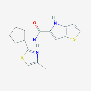 molecular formula C16H17N3OS2 B6772779 N-[1-(4-methyl-1,3-thiazol-2-yl)cyclopentyl]-4H-thieno[3,2-b]pyrrole-5-carboxamide 