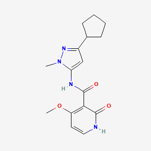 molecular formula C16H20N4O3 B6772799 N-(5-cyclopentyl-2-methylpyrazol-3-yl)-4-methoxy-2-oxo-1H-pyridine-3-carboxamide 