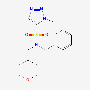 molecular formula C16H22N4O3S B6772816 N-benzyl-3-methyl-N-(oxan-4-ylmethyl)triazole-4-sulfonamide 