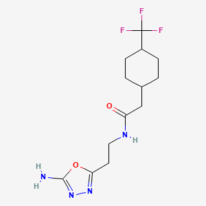 molecular formula C13H19F3N4O2 B6772843 N-[2-(5-amino-1,3,4-oxadiazol-2-yl)ethyl]-2-[4-(trifluoromethyl)cyclohexyl]acetamide 