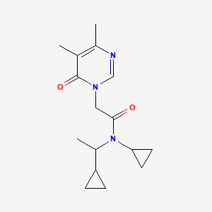 molecular formula C16H23N3O2 B6772876 N-cyclopropyl-N-(1-cyclopropylethyl)-2-(4,5-dimethyl-6-oxopyrimidin-1-yl)acetamide 