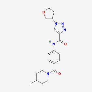 molecular formula C20H25N5O3 B6772916 N-[4-(4-methylpiperidine-1-carbonyl)phenyl]-1-(oxolan-3-yl)triazole-4-carboxamide 