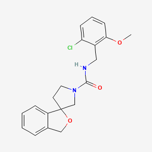 molecular formula C20H21ClN2O3 B6772935 N-[(2-chloro-6-methoxyphenyl)methyl]spiro[1H-2-benzofuran-3,3'-pyrrolidine]-1'-carboxamide 