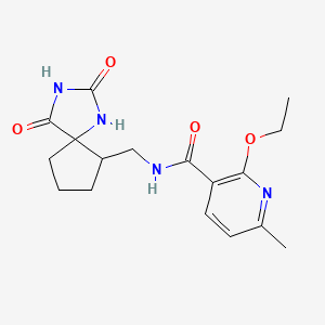 molecular formula C17H22N4O4 B6773032 N-[(2,4-dioxo-1,3-diazaspiro[4.4]nonan-9-yl)methyl]-2-ethoxy-6-methylpyridine-3-carboxamide 