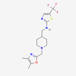molecular formula C16H21F3N4OS B6773039 N-[[1-[(4,5-dimethyl-1,3-oxazol-2-yl)methyl]piperidin-4-yl]methyl]-5-(trifluoromethyl)-1,3-thiazol-2-amine 