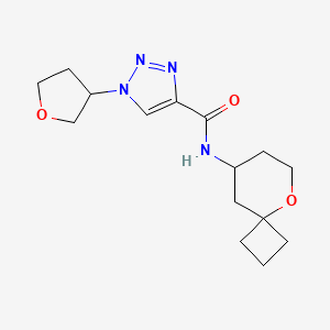 molecular formula C15H22N4O3 B6773052 N-(5-oxaspiro[3.5]nonan-8-yl)-1-(oxolan-3-yl)triazole-4-carboxamide 