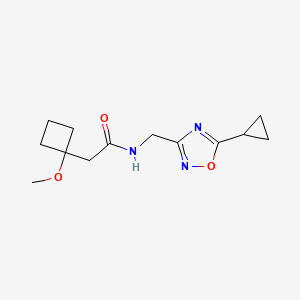 molecular formula C13H19N3O3 B6773064 N-[(5-cyclopropyl-1,2,4-oxadiazol-3-yl)methyl]-2-(1-methoxycyclobutyl)acetamide 
