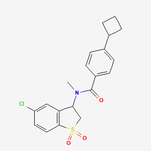 molecular formula C20H20ClNO3S B6773071 N-(5-chloro-1,1-dioxo-2,3-dihydro-1-benzothiophen-3-yl)-4-cyclobutyl-N-methylbenzamide 