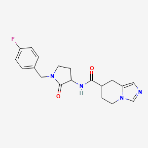 molecular formula C19H21FN4O2 B6773302 N-[1-[(4-fluorophenyl)methyl]-2-oxopyrrolidin-3-yl]-5,6,7,8-tetrahydroimidazo[1,5-a]pyridine-7-carboxamide 