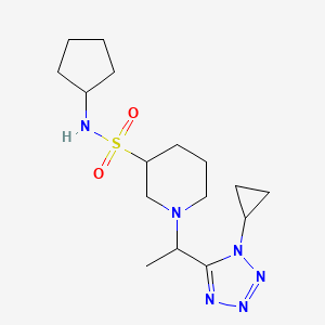 molecular formula C16H28N6O2S B6773380 N-cyclopentyl-1-[1-(1-cyclopropyltetrazol-5-yl)ethyl]piperidine-3-sulfonamide 