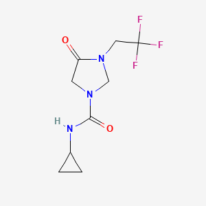 molecular formula C9H12F3N3O2 B6773411 N-cyclopropyl-4-oxo-3-(2,2,2-trifluoroethyl)imidazolidine-1-carboxamide 