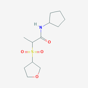 molecular formula C12H21NO4S B6773434 N-cyclopentyl-2-(oxolan-3-ylsulfonyl)propanamide 