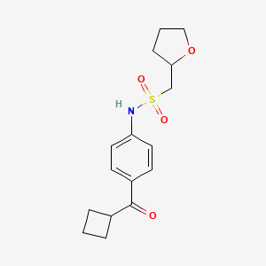 molecular formula C16H21NO4S B6773469 N-[4-(cyclobutanecarbonyl)phenyl]-1-(oxolan-2-yl)methanesulfonamide 