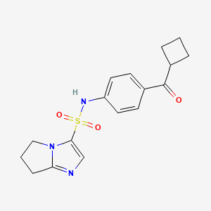 molecular formula C17H19N3O3S B6773474 N-[4-(cyclobutanecarbonyl)phenyl]-6,7-dihydro-5H-pyrrolo[1,2-a]imidazole-3-sulfonamide 