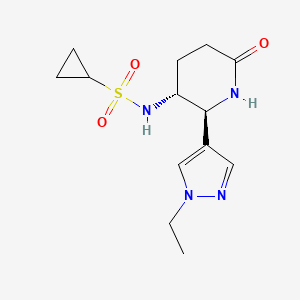 molecular formula C13H20N4O3S B6773534 N-[(2S,3R)-2-(1-ethylpyrazol-4-yl)-6-oxopiperidin-3-yl]cyclopropanesulfonamide 