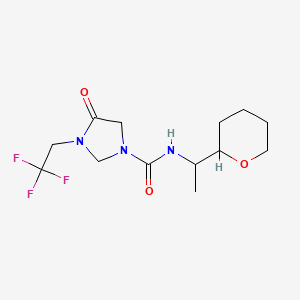 molecular formula C13H20F3N3O3 B6773566 N-[1-(oxan-2-yl)ethyl]-4-oxo-3-(2,2,2-trifluoroethyl)imidazolidine-1-carboxamide 