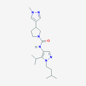 molecular formula C20H32N6O B6773585 N-[1-(3-methylbutyl)-5-propan-2-ylpyrazol-4-yl]-3-(1-methylpyrazol-4-yl)pyrrolidine-1-carboxamide 