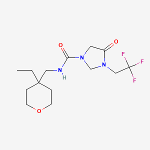 molecular formula C14H22F3N3O3 B6773601 N-[(4-ethyloxan-4-yl)methyl]-4-oxo-3-(2,2,2-trifluoroethyl)imidazolidine-1-carboxamide 