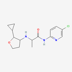 molecular formula C15H20ClN3O2 B6773689 N-(5-chloropyridin-2-yl)-2-[(2-cyclopropyloxolan-3-yl)amino]propanamide 