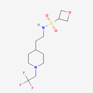 molecular formula C12H21F3N2O3S B6773726 N-[2-[1-(2,2,2-trifluoroethyl)piperidin-4-yl]ethyl]oxetane-3-sulfonamide 